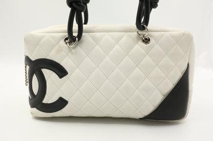 Chanel Cambon Bowling Bag in White MatelassÃ© Leather