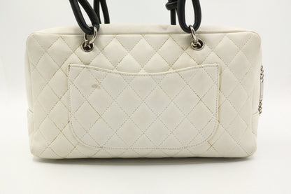 Chanel Cambon Bowling Bag in White MatelassÃ© Leather