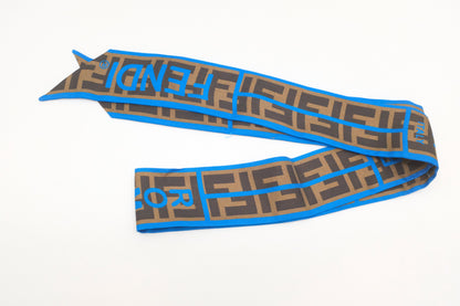 Fendi Amor Twilly in Blue and Brown Silk