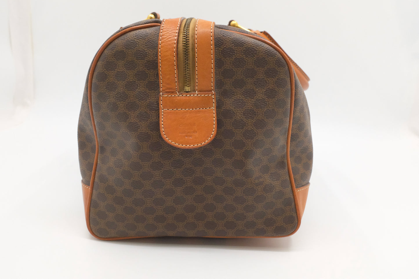 Celine Boston Bag in Brown Macadam Canvas