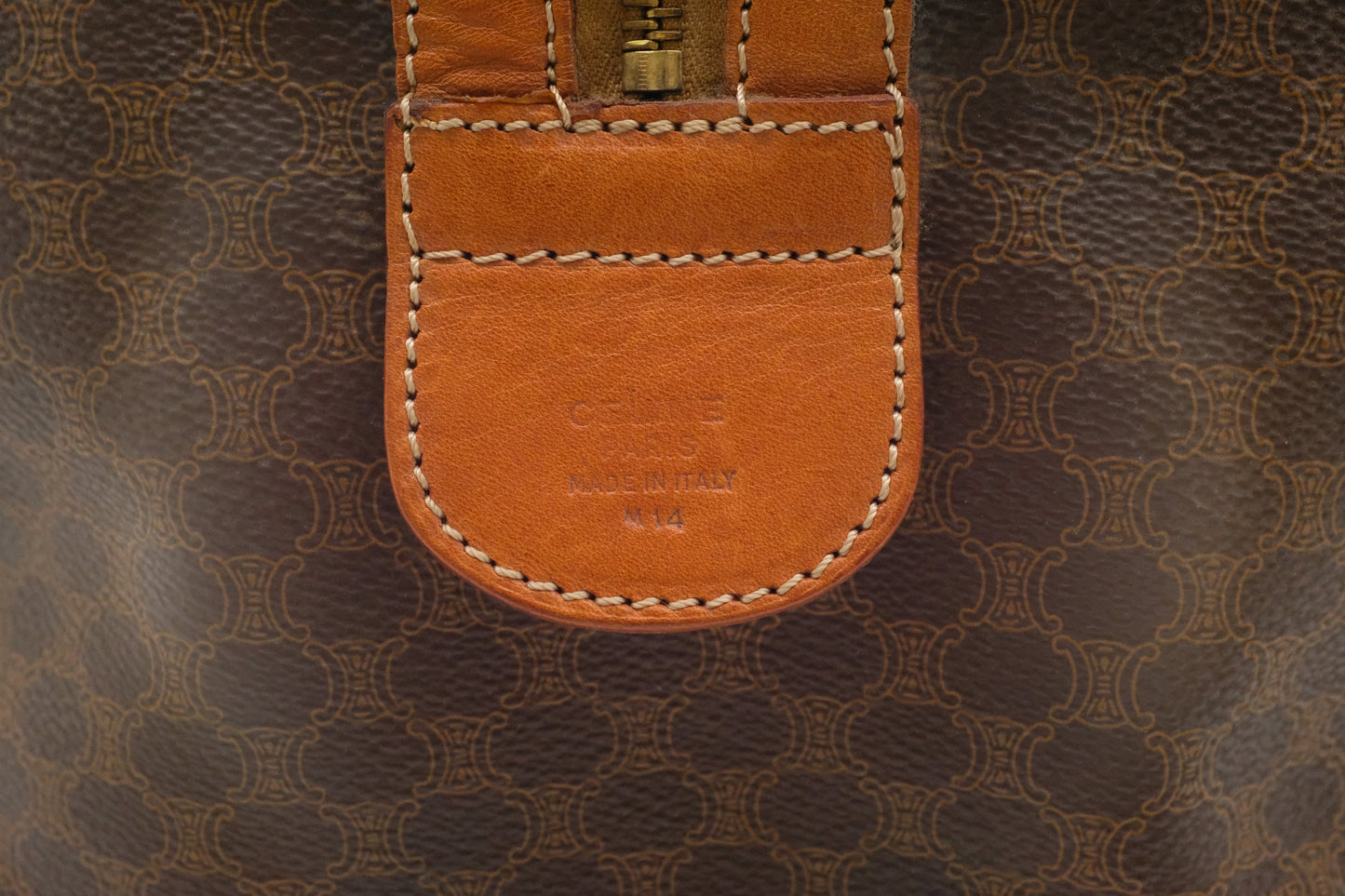 Celine Boston Bag in Brown Macadam Canvas