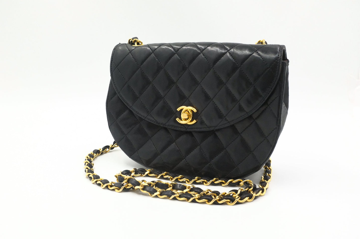Chanel Small Round Flap in Black MatelassÃ© Leather