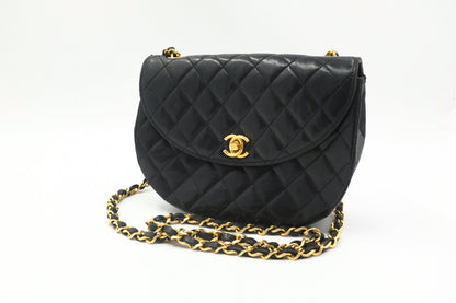 Chanel Small Round Flap in Black MatelassÃ© Leather
