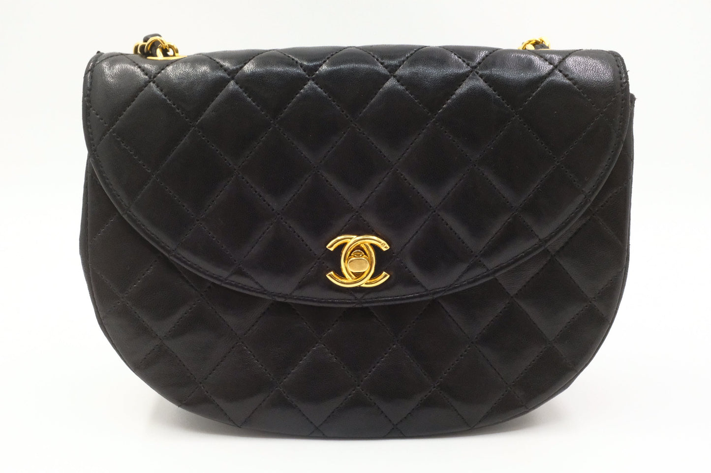 Chanel Small Round Flap in Black MatelassÃ© Leather