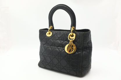 Dior Medium Lady Dior in Black Cannage Leather