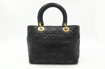 Dior Medium Lady Dior in Black Cannage Leather