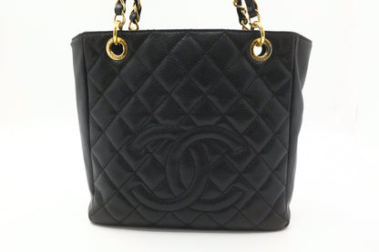 Chanel PST Shoulder Bag in Black Caviar Leather