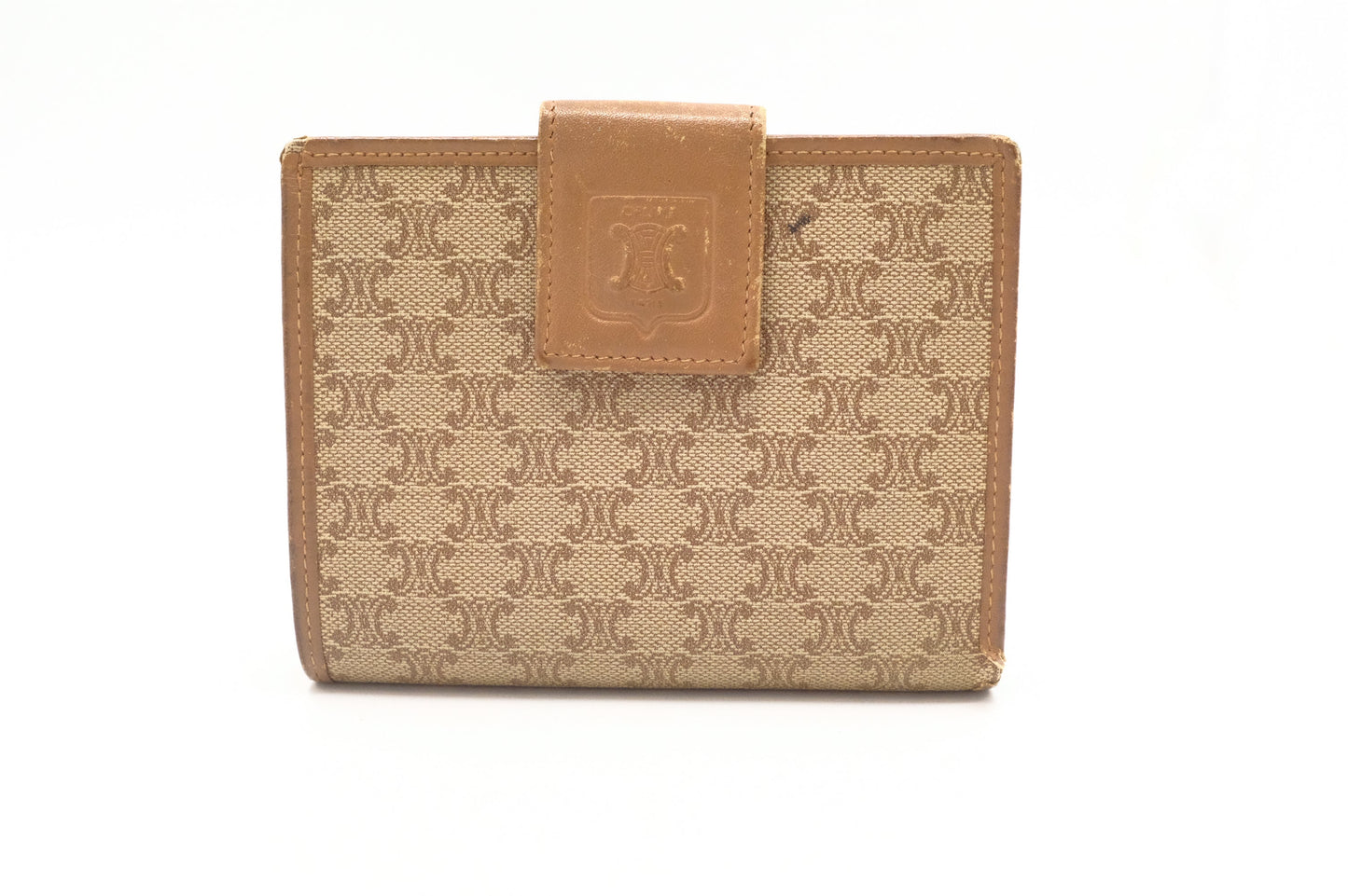 Celine Compact Wallet in Beige Macadam Canvas