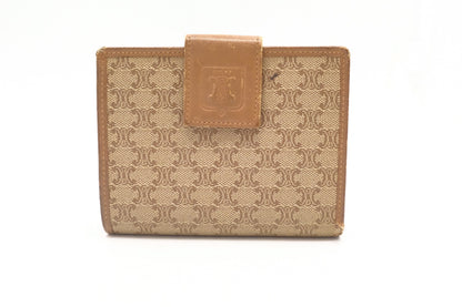 Celine Compact Wallet in Beige Macadam Canvas
