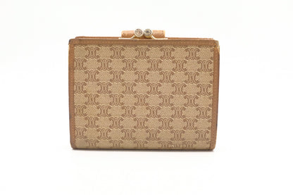 Celine Compact Wallet in Beige Macadam Canvas