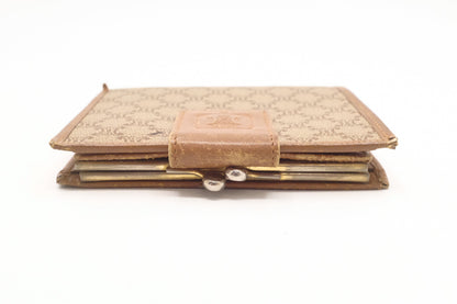 Celine Compact Wallet in Beige Macadam Canvas