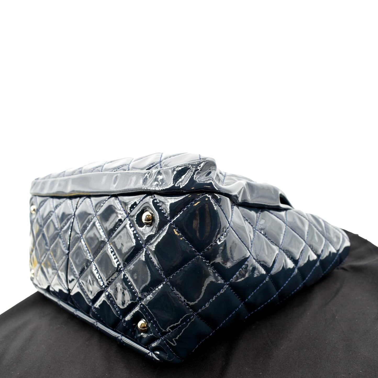 CHANEL Chic Glitter Large Patent Leather Tote Bag Blue