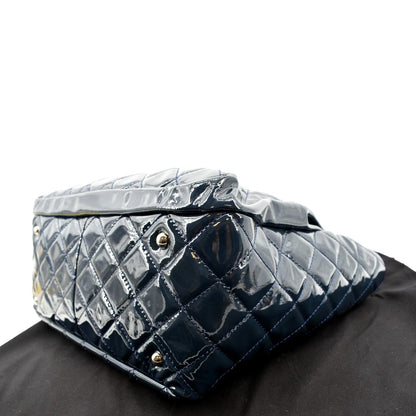 CHANEL Chic Glitter Large Patent Leather Tote Bag Blue