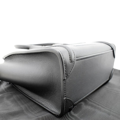 CELINE Nano Luggage Smooth Leather Tote Crossbody Bag Black