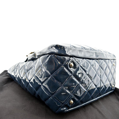 CHANEL Chic Glitter Large Patent Leather Tote Bag Blue