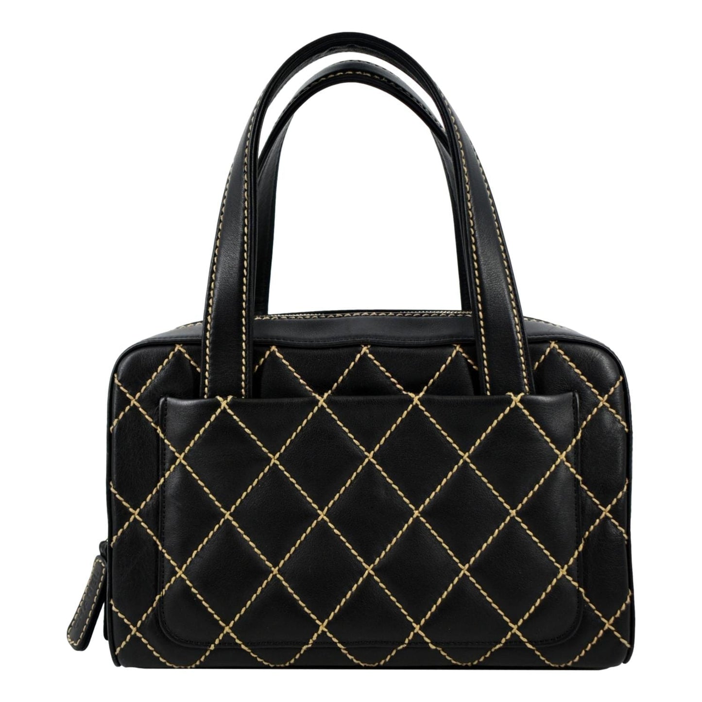 CHANEL CC Wild Stitch Vintage Calfskin Leather Tote Bag Black