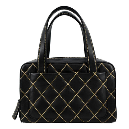 CHANEL CC Wild Stitch Vintage Calfskin Leather Tote Bag Black