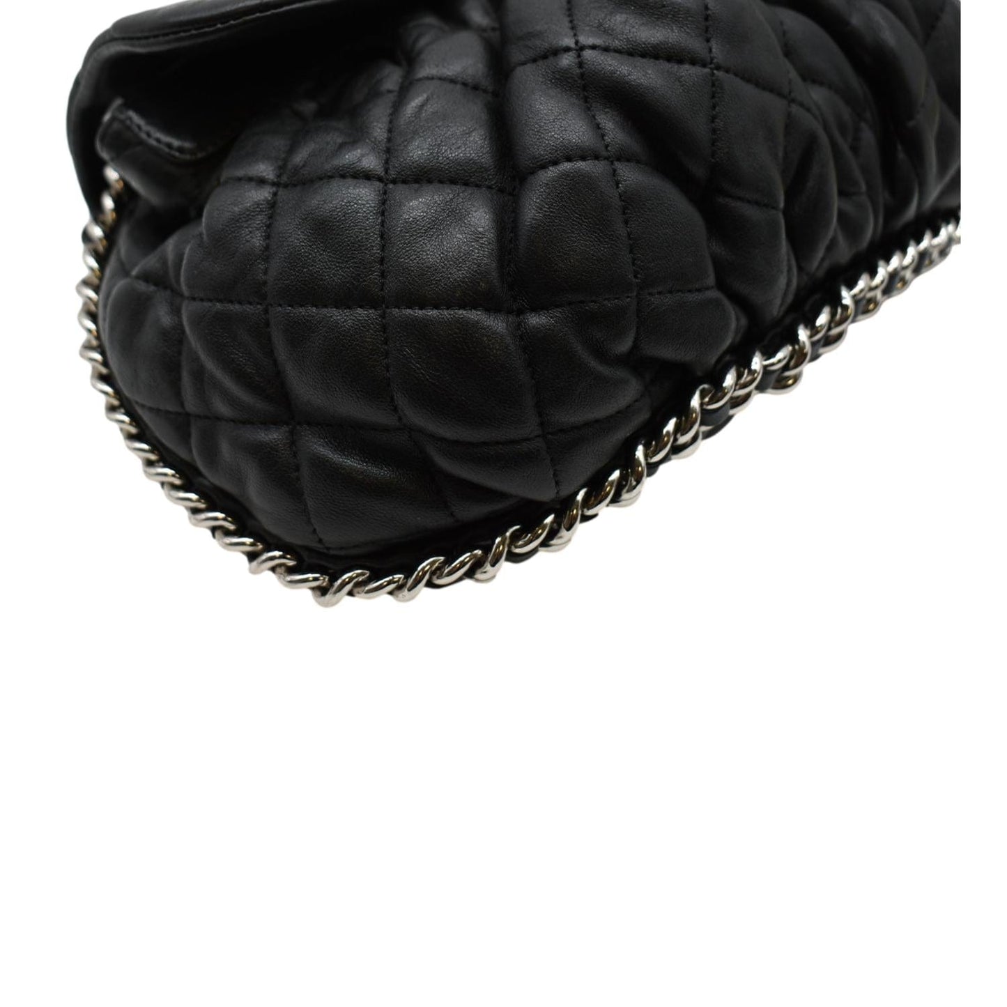 CHANEL CC Chain Around Flap Quilted Leather Crossbody Bag Black