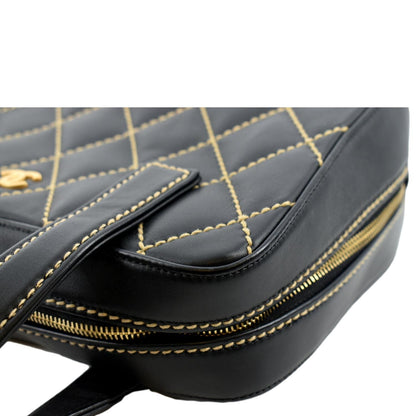 CHANEL CC Wild Stitch Vintage Calfskin Leather Tote Bag Black