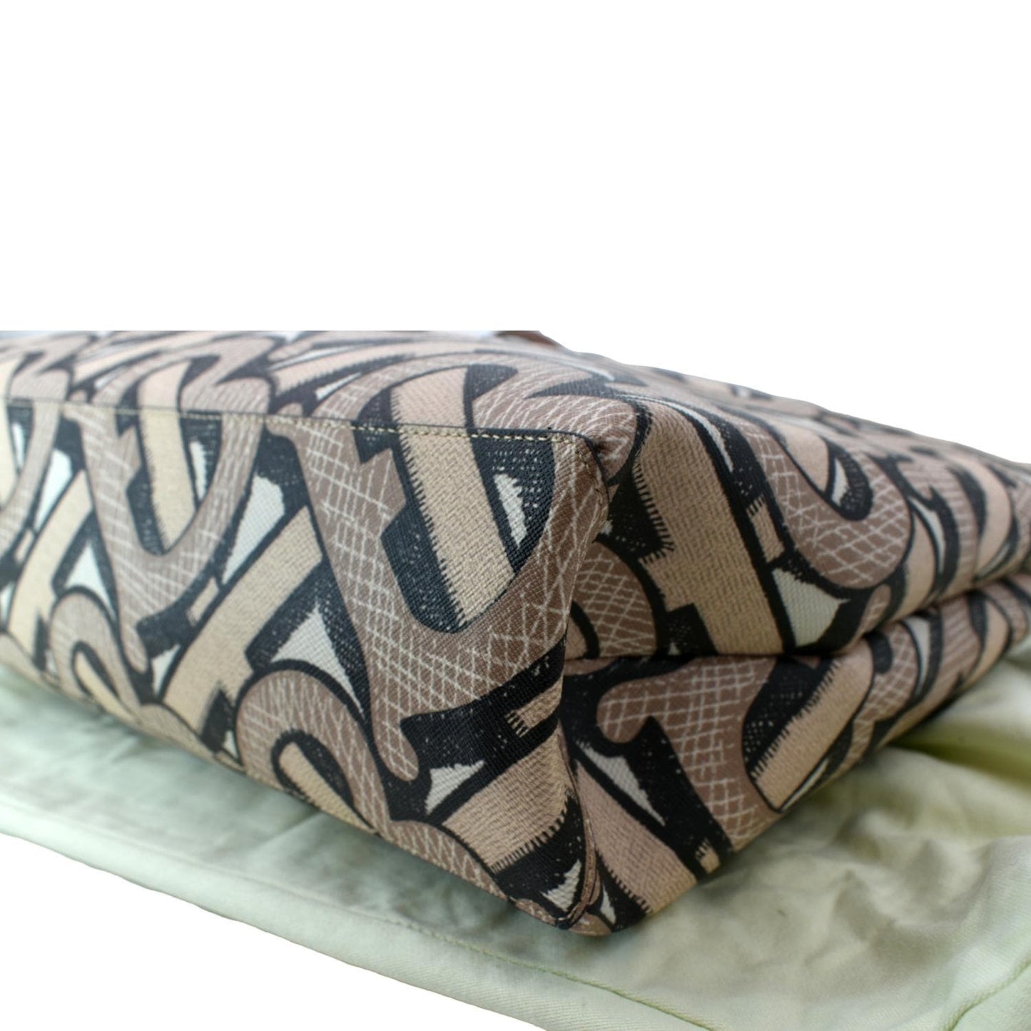 BURBERRY TB Canvas Tote Shoulder Bag Brown