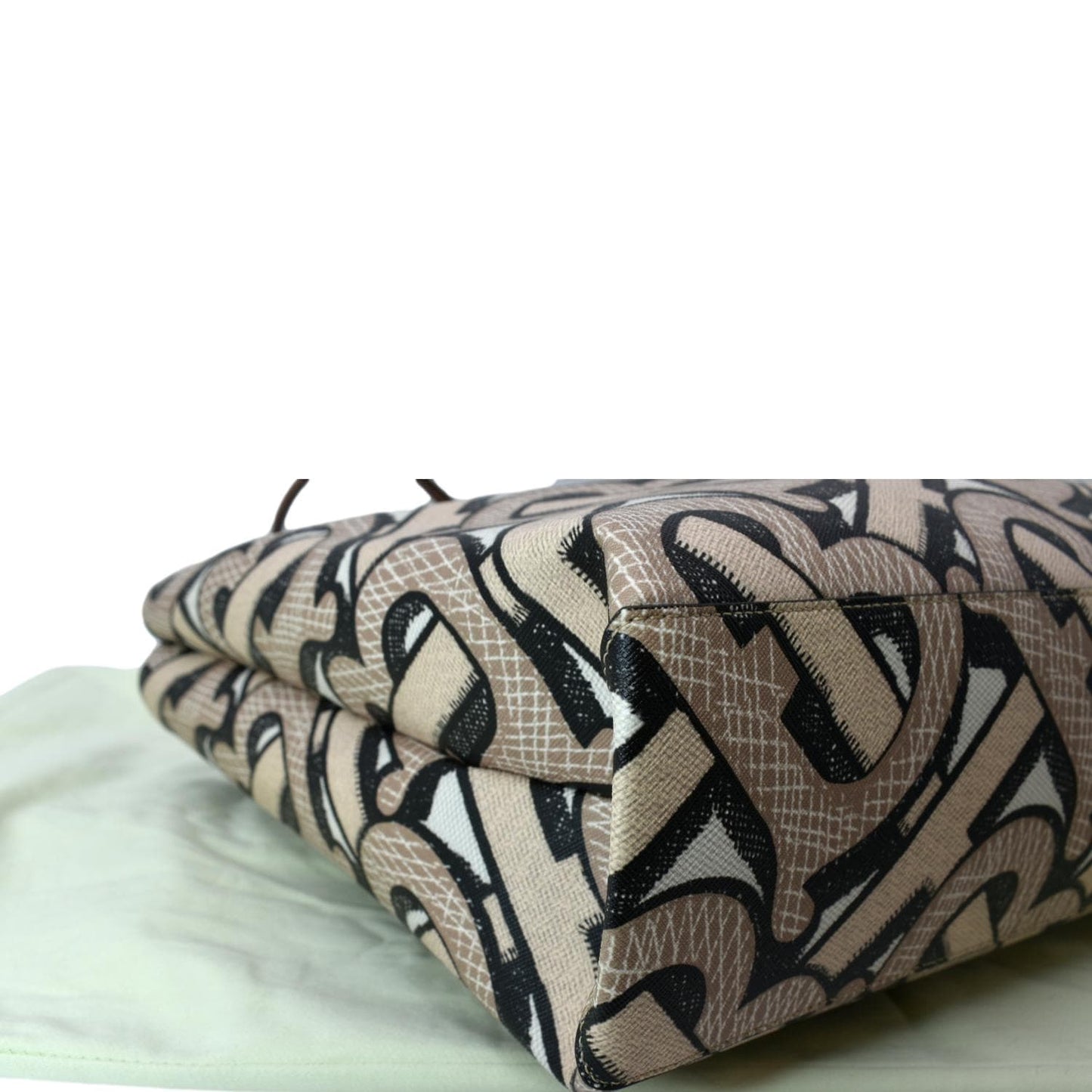 BURBERRY TB Canvas Tote Shoulder Bag Brown