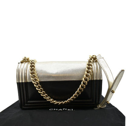 CHANEL Boy Leather Shoulder Bag Bicolor