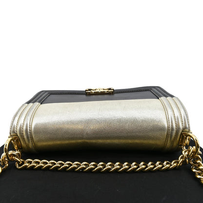 CHANEL Boy Leather Shoulder Bag Bicolor