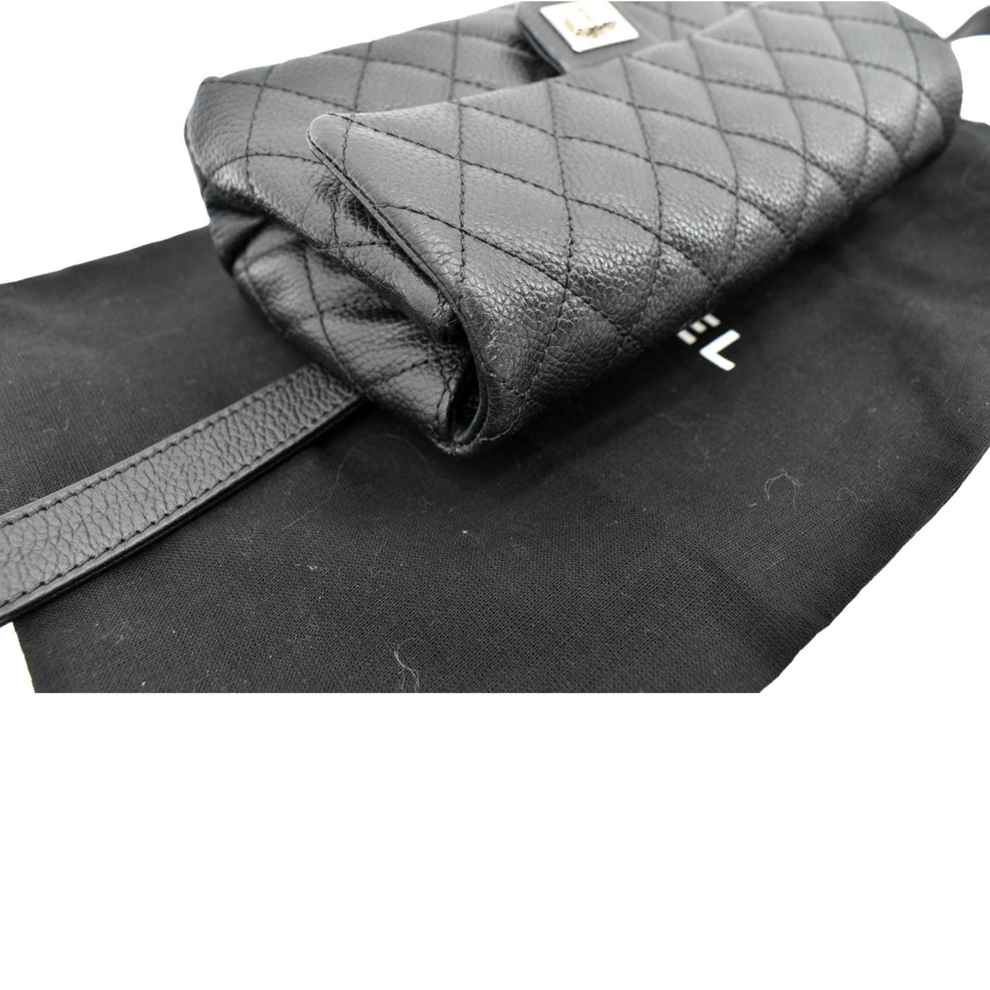 CHANEL  Reissue Flap Grained Leather Waist Belt Bag Black