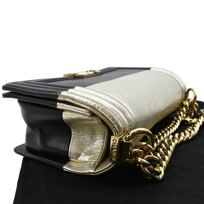 CHANEL Boy Leather Shoulder Bag Bicolor