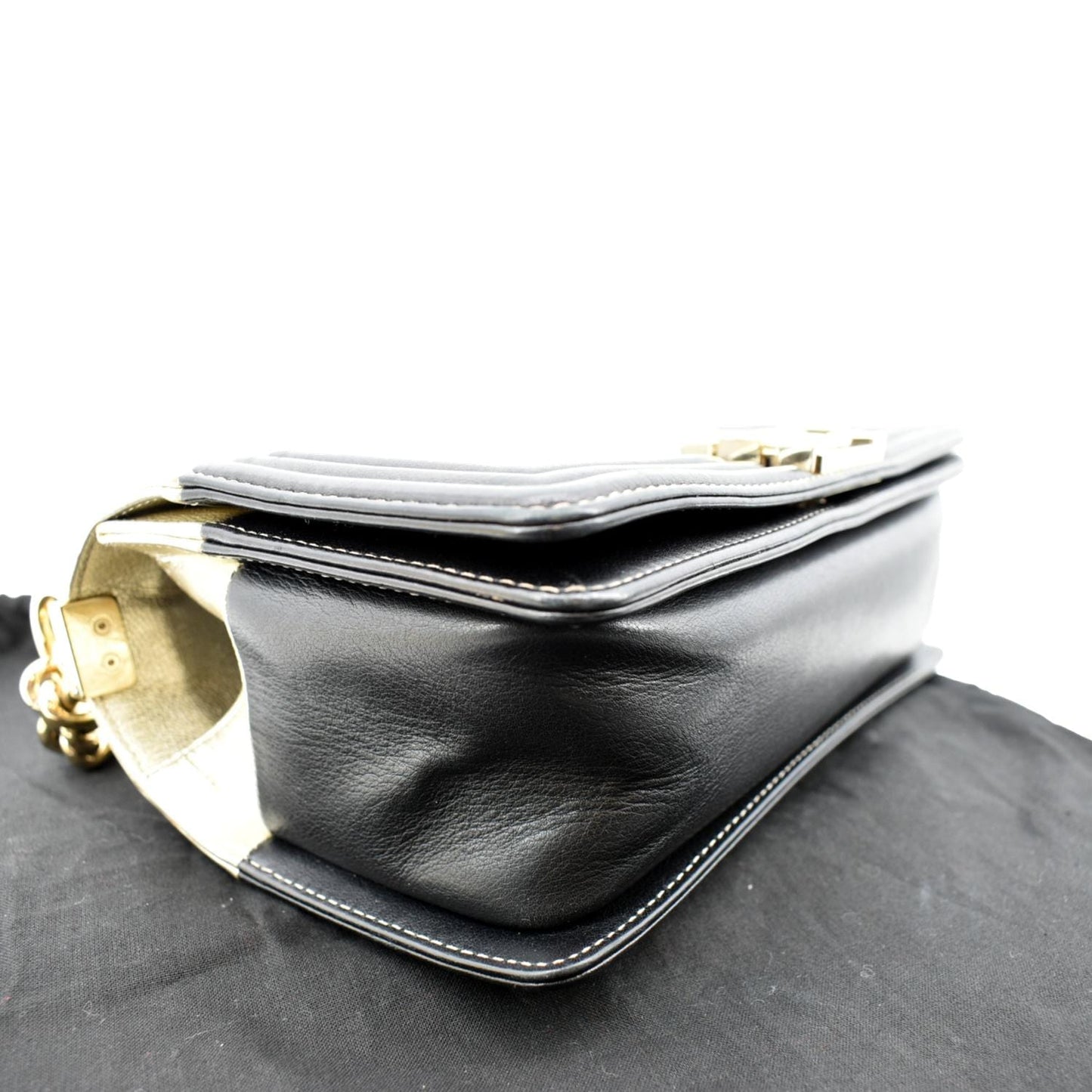 CHANEL Boy Leather Shoulder Bag Bicolor