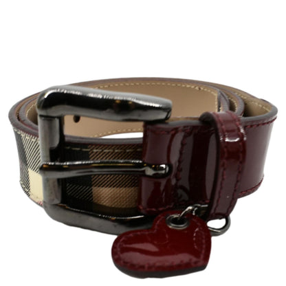 Luxury Burberry Nova Check Heart Belt Red Multicolor Size 32/80