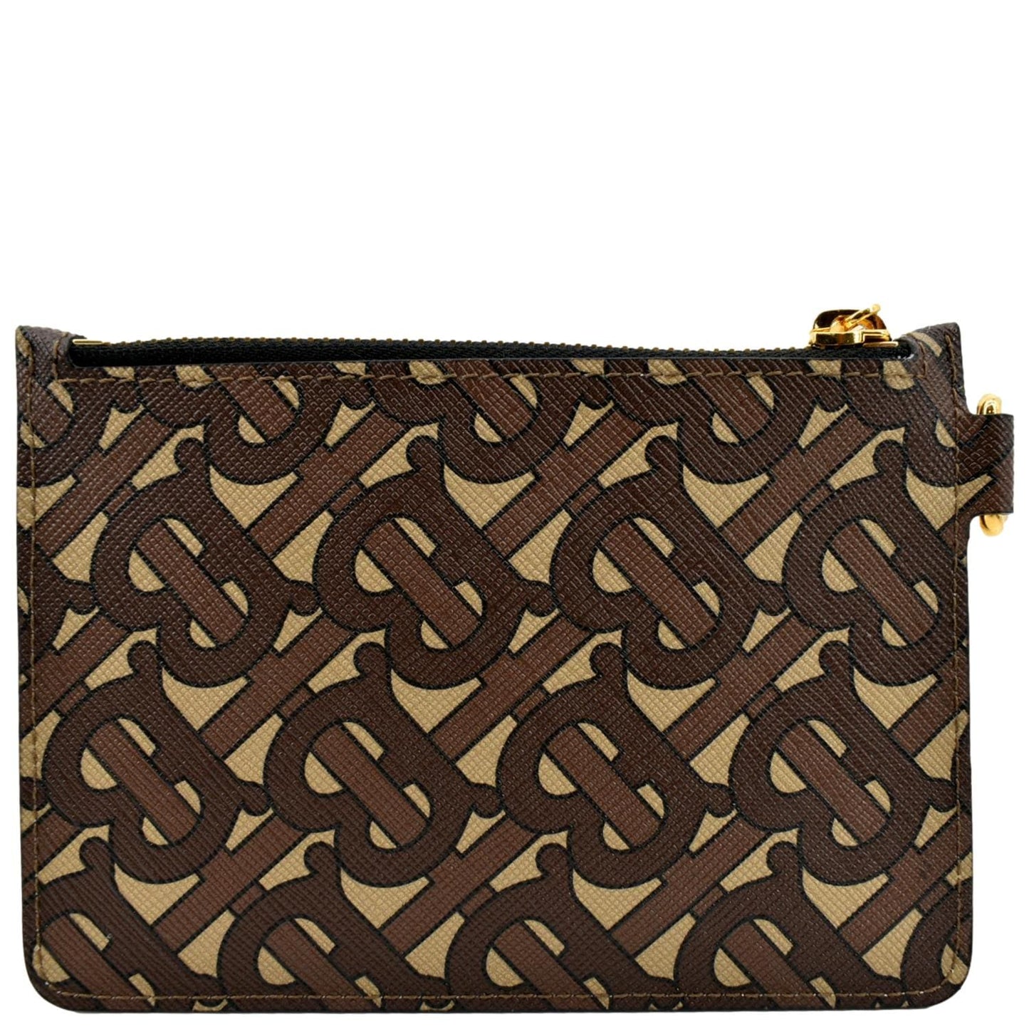 BURBERRY Monogram Coated Canvas Zip Coin Purse Bridle Brown