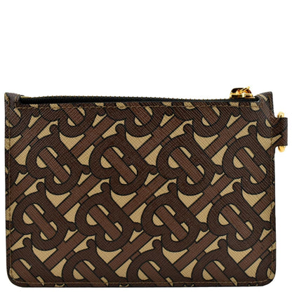 BURBERRY Monogram Coated Canvas Zip Coin Purse Bridle Brown