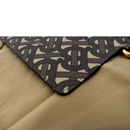 BURBERRY Monogram Coated Canvas Zip Coin Purse Bridle Brown