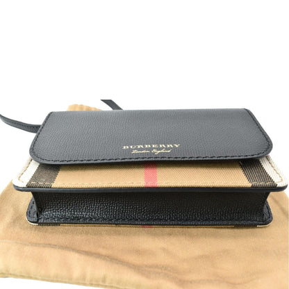 BURBERRY Hampshire House Check Wallet On Chain Crossbody Bag Beige