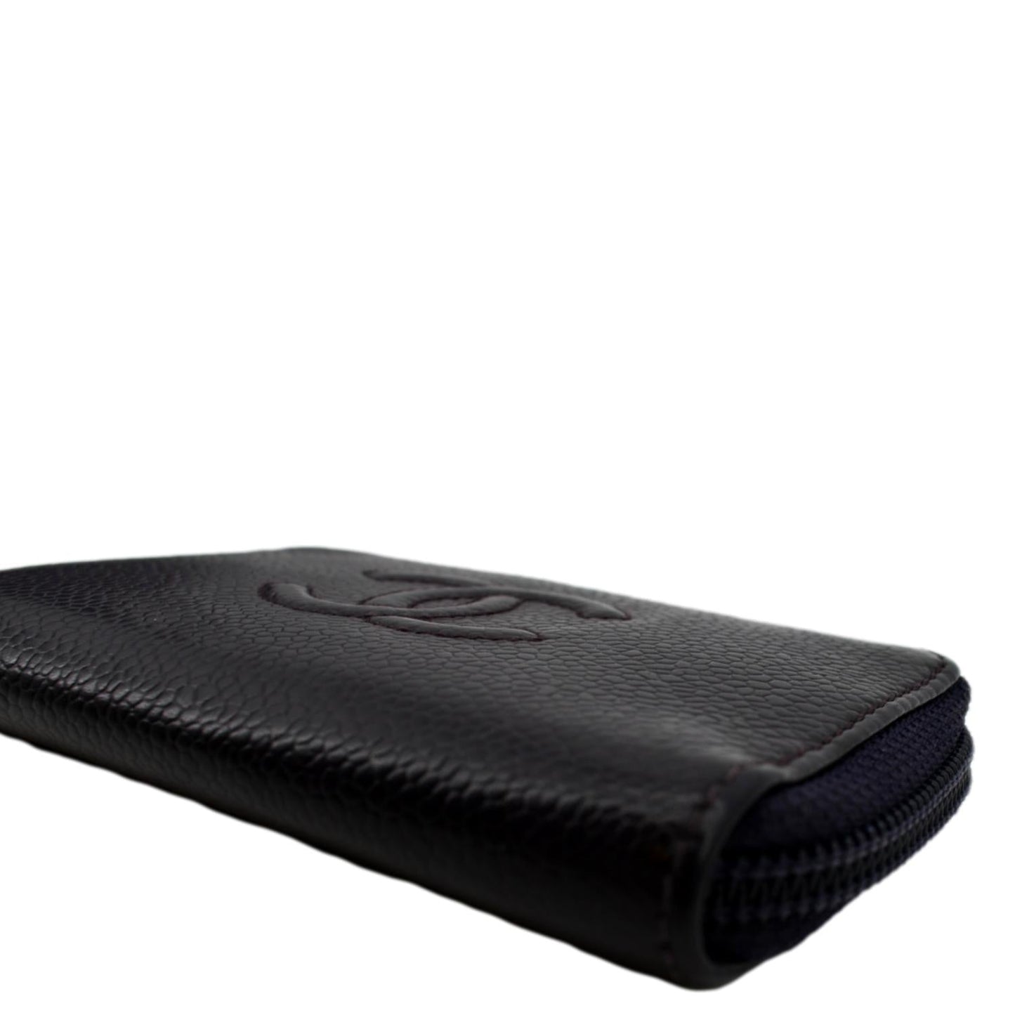 CHANEL O Key Pouch Timeless Caviar Leather Small Purse Purple