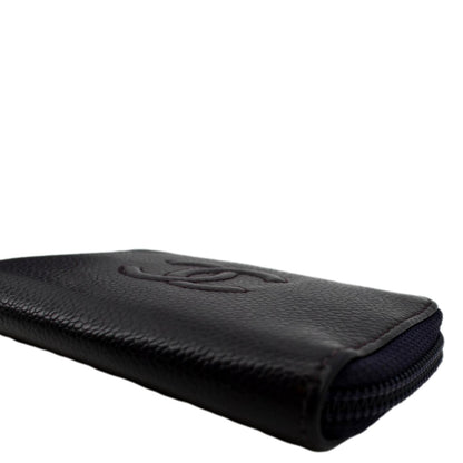 CHANEL O Key Pouch Timeless Caviar Leather Small Purse Purple