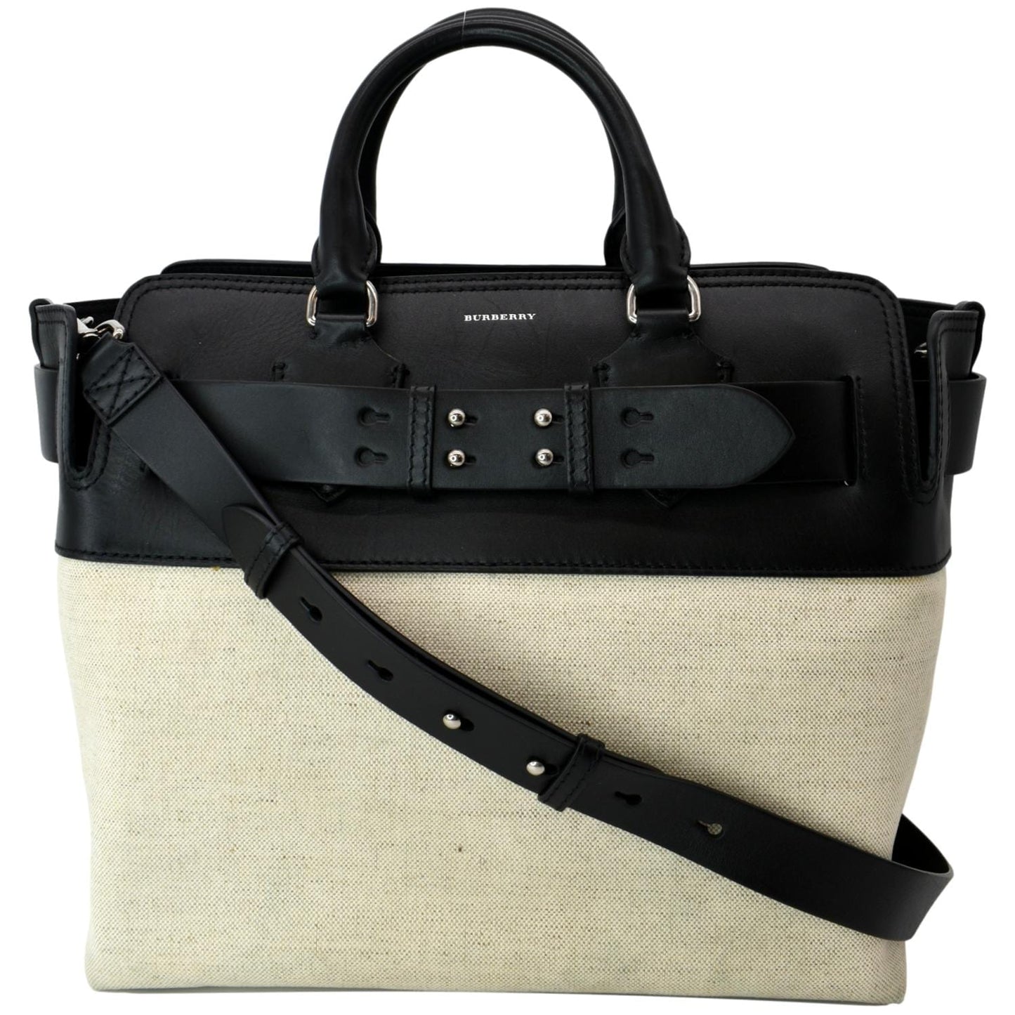 Burberry Medium Smooth Calfskin Canvas Belt Bag Black