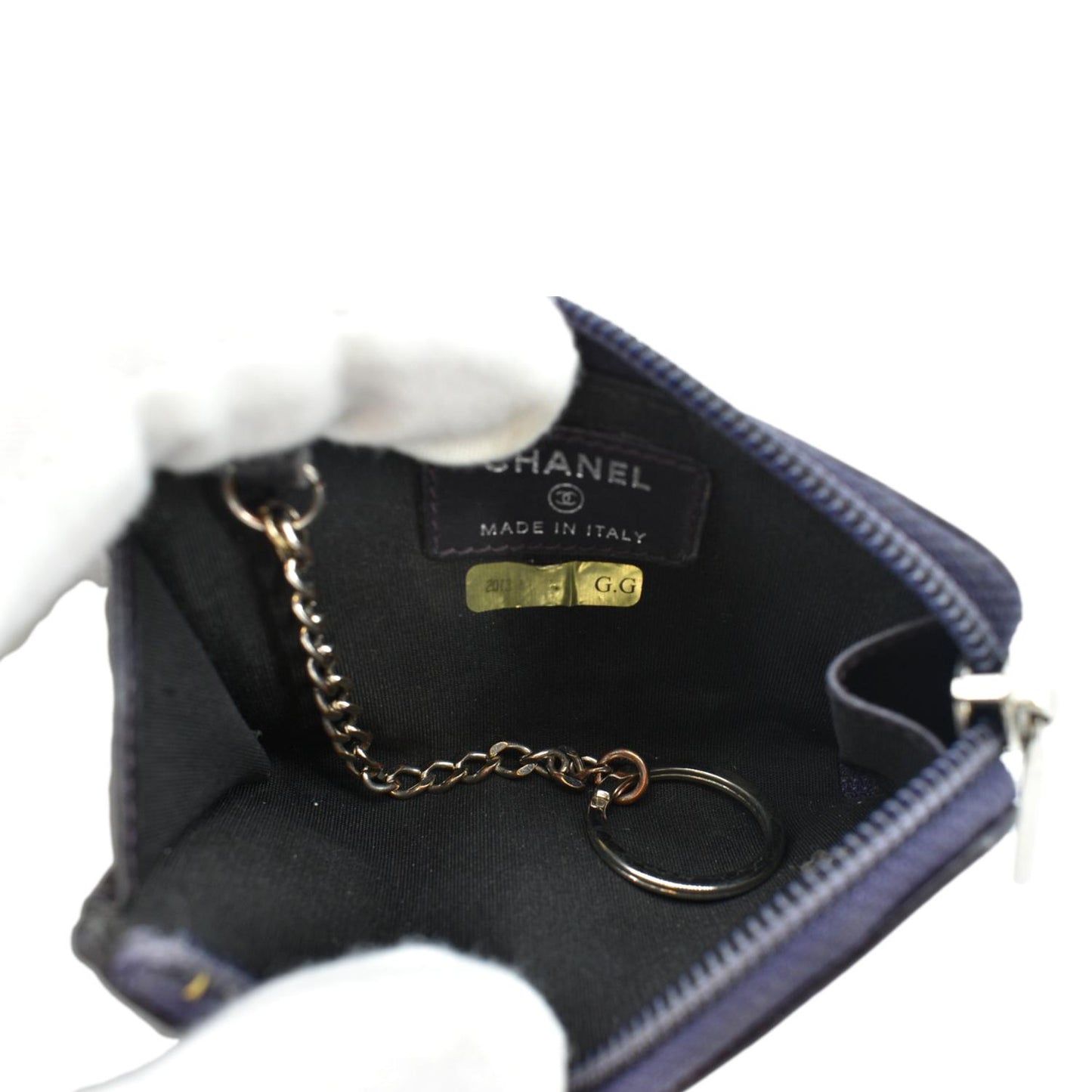 CHANEL O Key Pouch Timeless Caviar Leather Small Purse Purple