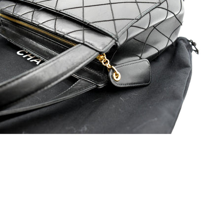 CHANEL Small Vintage Lambskin Leather Handbag Black