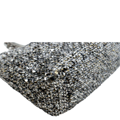 CHANEL 19 Flap Medium Sequin Shoulder Bag Silver