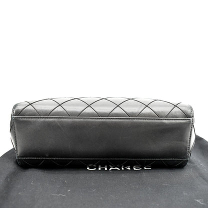 CHANEL Small Vintage Lambskin Leather Handbag Black