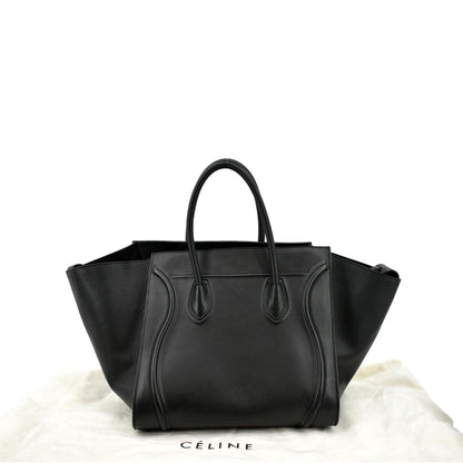 CELINE Luggage Phantom Medium Leather Tote Bag Black