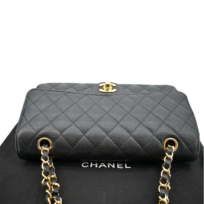 CHANEL Jumbo Double Flap Caviar Leather Shoulder Bag Black