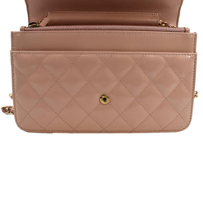 CHANEL Boy Woc Wallet on Chain Patent Leather Shoulder Bag Pink
