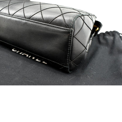 CHANEL Small Vintage Lambskin Leather Handbag Black