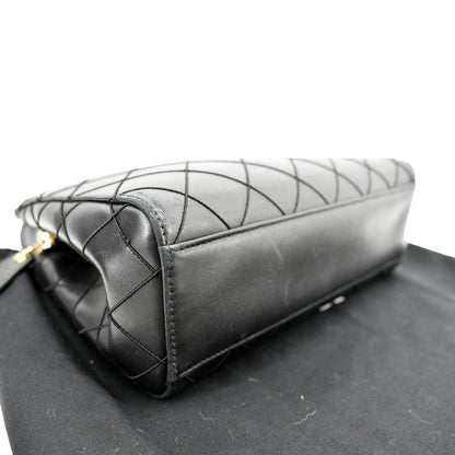 CHANEL Small Vintage Lambskin Leather Handbag Black