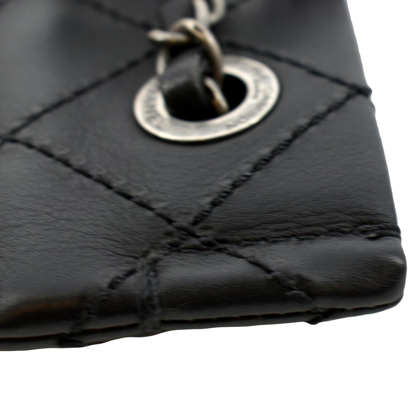 CHANEL Stitched CC Pocket Leather Shoulder Bag Black