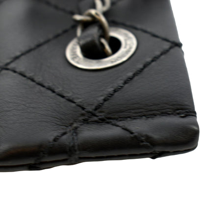 CHANEL Stitched CC Pocket Leather Shoulder Bag Black