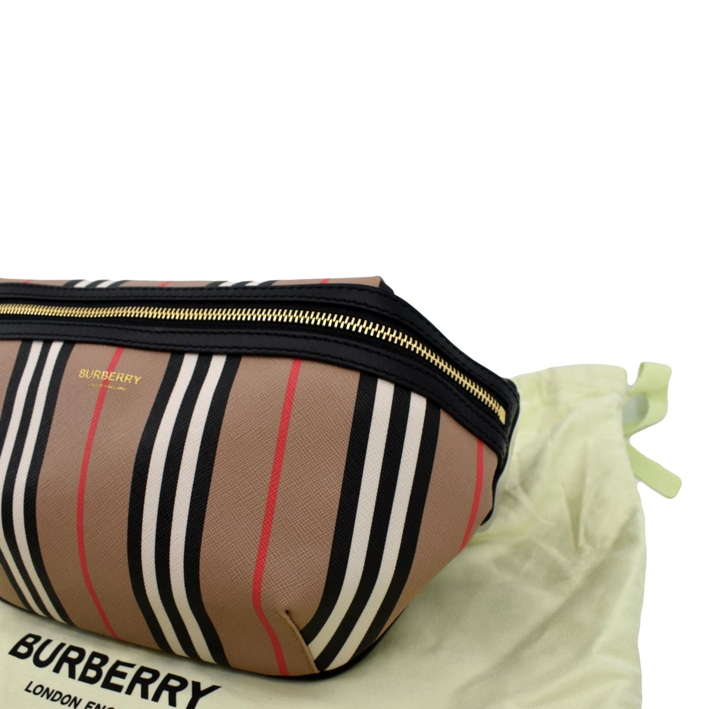 BURBERRY Icon Stripe Sonny E-Canvas Bum Bag Archive Beige